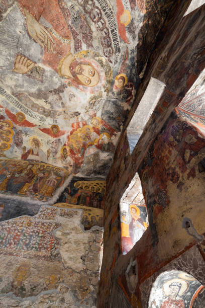 Ancient Painting on the ceiling of Sumela Monastery The Sumela Monastery (Built in the 4th century) was an ancient Greek Orthodox monastery in the region of Macka, Trabzon, Turkey. sumela monastery stock pictures, royalty-free photos & images