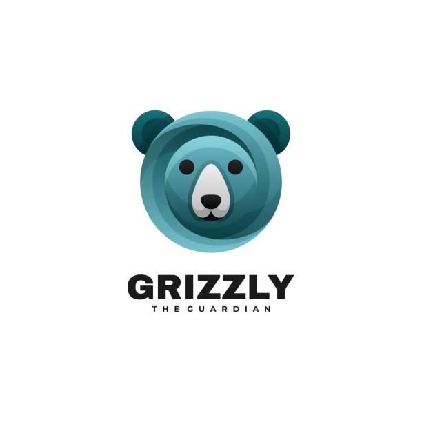 ilustrações, clipart, desenhos animados e ícones de ilustração vetorial grizzly gradiente estilo colorido. - mammals