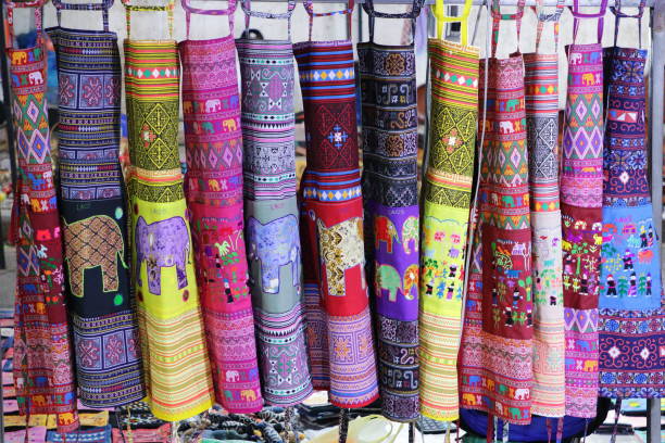 istock Handmade traditional coloured Lao aprons from Luang Prabang 1273248392