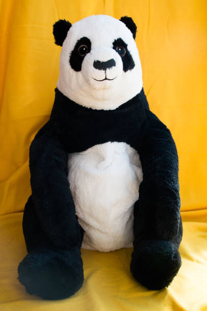 istock soft toy panda on yellow background 1273249550