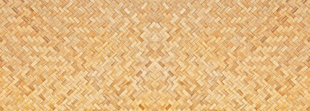 Traditional handcraft woven bamboo texture for banner, weave wood pattern background.
