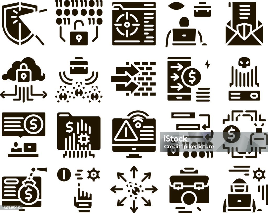 Pentesting Software Glyph Set Vector Stock Illustration - Download ...