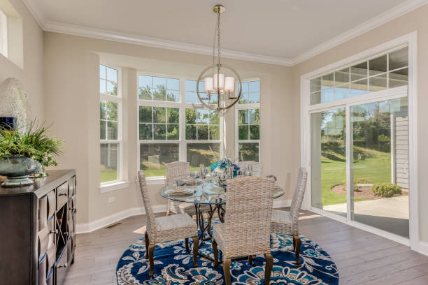 istock Dining room with quick exit out the sliding doors 1273255799