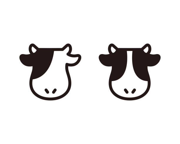 ilustraciones, imágenes clip art, dibujos animados e iconos de stock de un conjunto de iconos simples y lindos para vacas - livestock vector cute domestic cattle