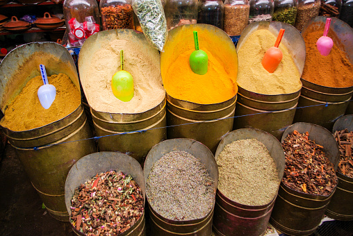 Spice market full of colors and smells in Morocco