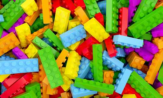 toys, bricks, blocks, background, 3d rendering