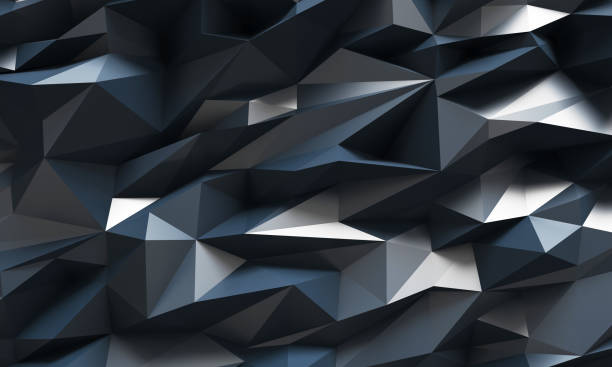 Dark geometric polygons background 3d rendering stock photo