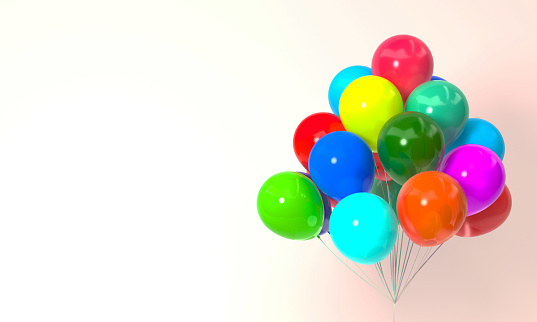 colorful balloons, 3d, party