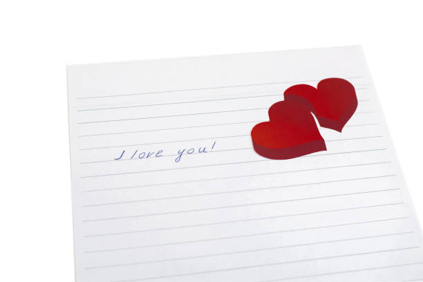 Red paper hearts isolated on white background, copy space