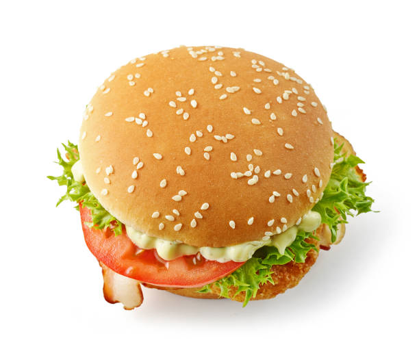 istock fresh tasty burger isolated on white background, top view 1273265652