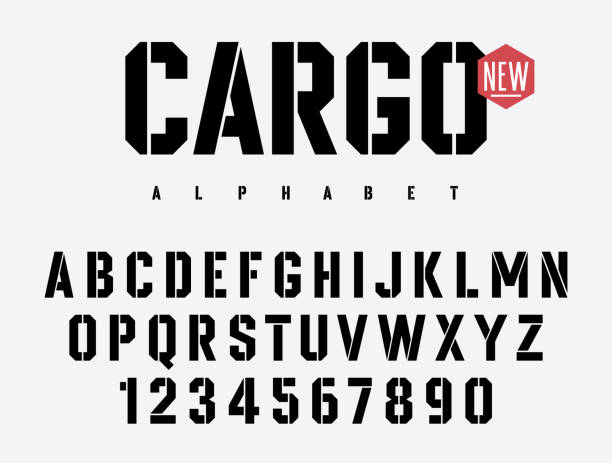 Stencil font 010 Stencil alStencil alphabet. Stencil-plate font in military style. Vectors military font stock illustrations