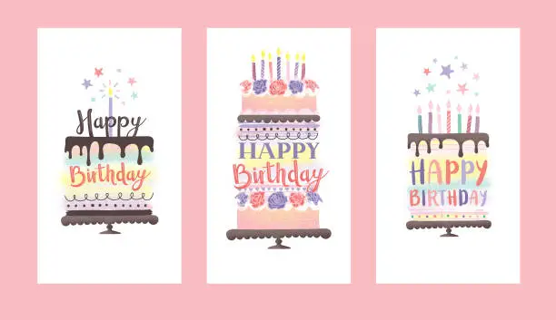 Vector illustration of Birthday cakes