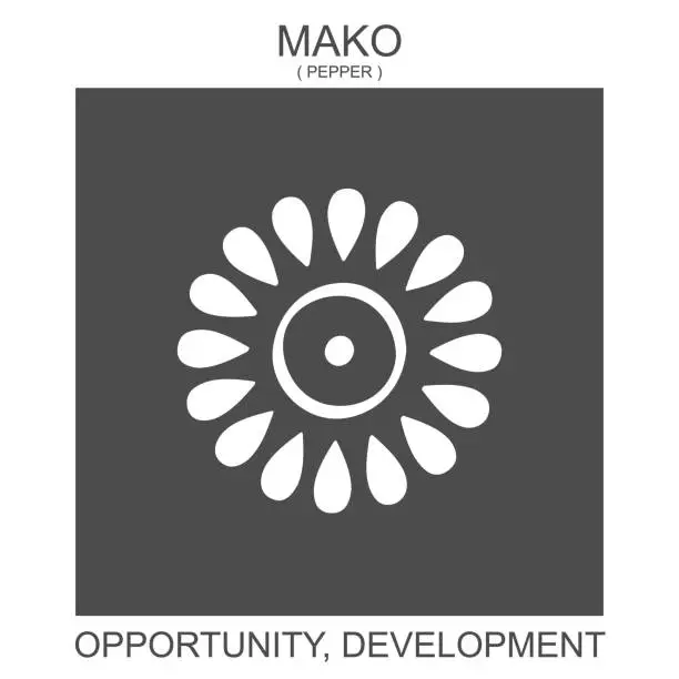 Vector illustration of icon with african adinkra symbol Mako. Symbol of opportunity and development