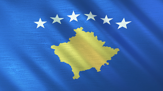 The waving flag of Kosovo. High quality 3D illustration. Perfect for news, reportage, events.