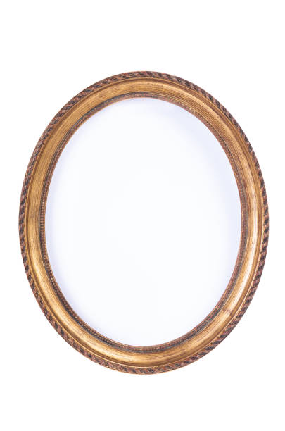istock Simple empty retro oval wooden frame isolated on white 1273274129