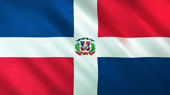 3d illustration flag of Dominican Republic. Dominican Republic flag waving isolated on white background with clipping path. flag frame with empty space for your text.