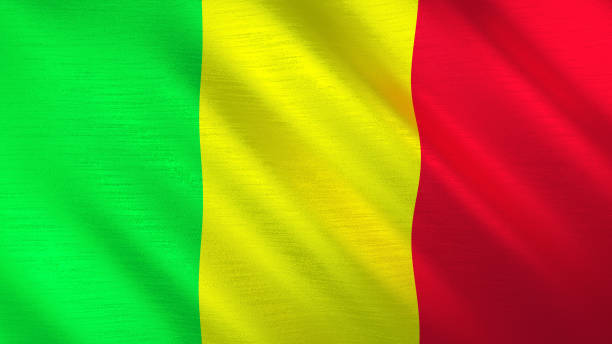 istock Fluttering flag of Mali Shine, metallic texture. 3D illustration. 1273274398