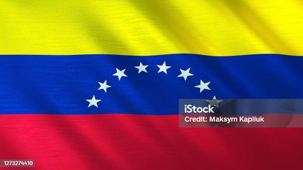 Fluttering Flag Of Venezuela Shine Metallic Texture 3d Illustration Stock Photo - Download Image Now