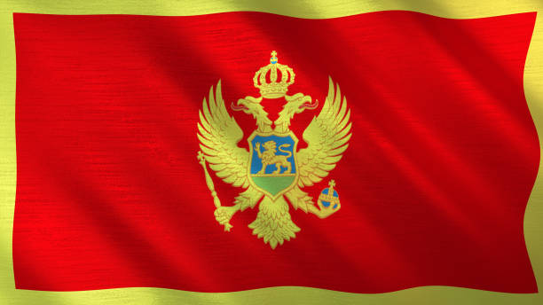 istock Fluttering flag of Montenegro Shine, metallic texture. 3D illustration. 1273274797