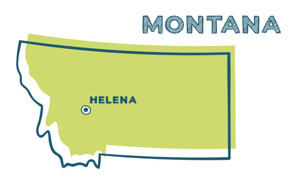 illustrations, cliparts, dessins animés et icônes de carte vectorielle de doodle de l’état du montana des usa - montana