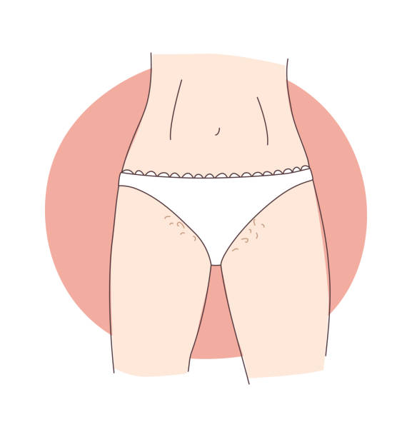 illustrations, cliparts, dessins animés et icônes de l’adolescente et les poils pubiens. porte des culottes blanches - body concious