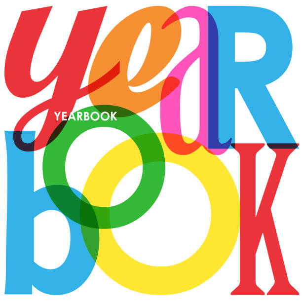 YEARBOOK colorful typography banner YEARBOOK colorful vector typography banner nostalgia illustrations stock illustrations