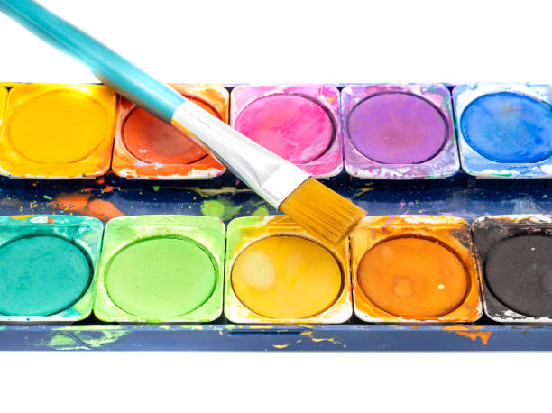 istock Paint box of water color with brush isolated 1273293737