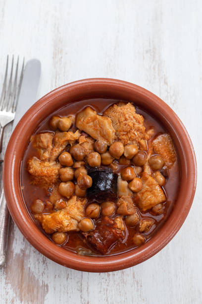 istock spanish dish callos, beef tripe stew with chickpeas, morcilla and chorizo in ceramic bowl 1273294166