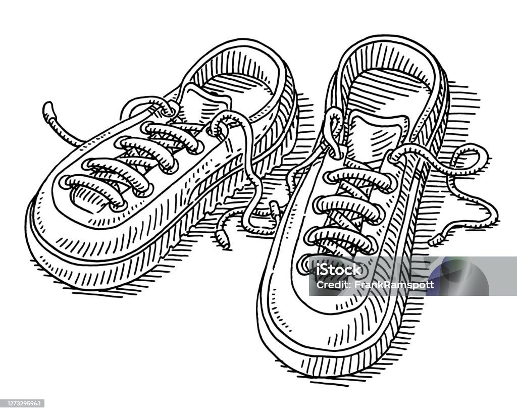Bortset Emigrere ballet Pair Of Sneakers Drawing Stock Illustration - Download Image Now - Sports  Shoe, Shoe, Doodle - iStock