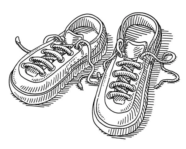 Vector illustration of Pair Of Sneakers Drawing
