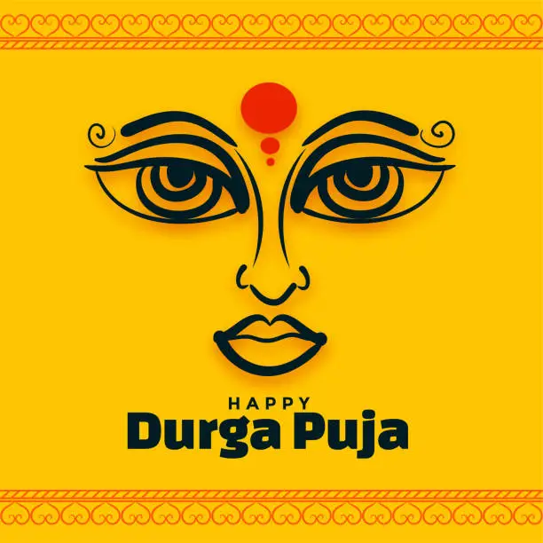 Vector illustration of durga pooja shubh navratri indian festival card