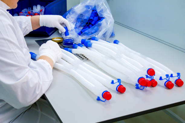 istock artificial lung ventilation, pulmonary ventilation. Manufacture of plastic products, artificial respiration.  Pharmaceutical factory. Medical production. 1273297168