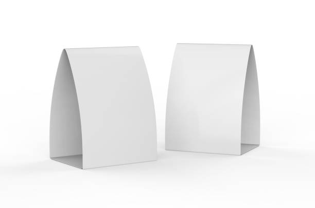 Promotional table talker mockup template on isolated white background, ready for design presentation, 3d illustration