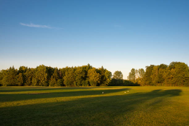 istock Long shadows casting on vast lawn in sunset 1273297429