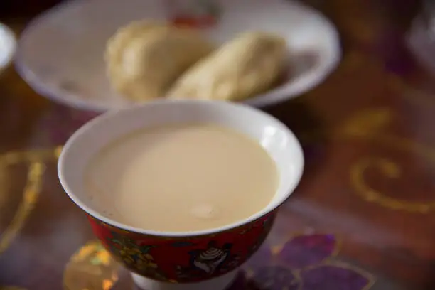 Yak Butter Tea, known as "Po Cha", a traditional Tibetan drink made if Yak butter