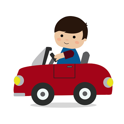 Little Boy Driving Car Cartoon Vector Stock Illustration - Download Image  Now - Boys, Car, Child - iStock