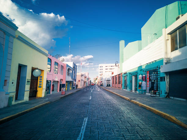 Colorful houses in the city of Oaxaca in Mexico.