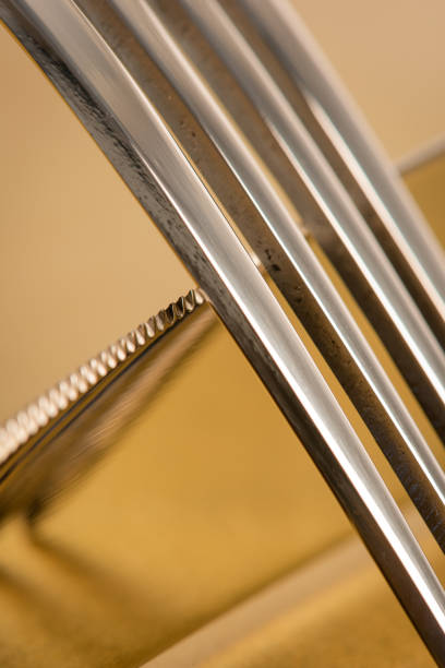 Fork and knife on metallic background