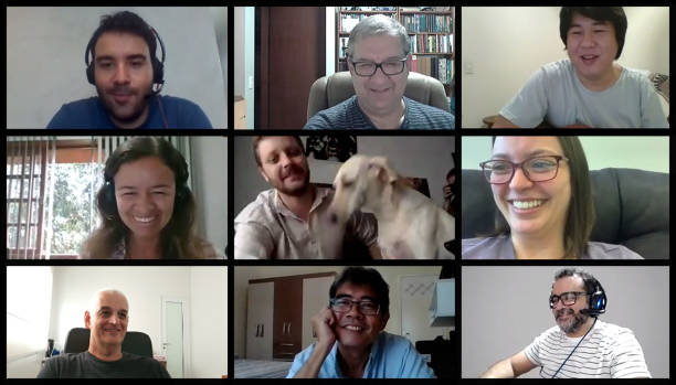 istock Screen of a video conference with nine people. Image for paste to your screen. 1273322990