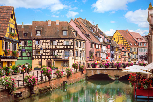 Colmar with french traditional architecture. Historical europine town with romantic small streets known as Petite Venice.