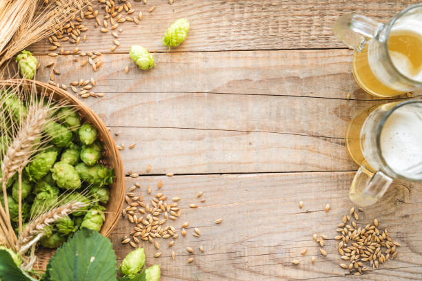 istock Malt and hops craft beer background with copy space. 1273329166