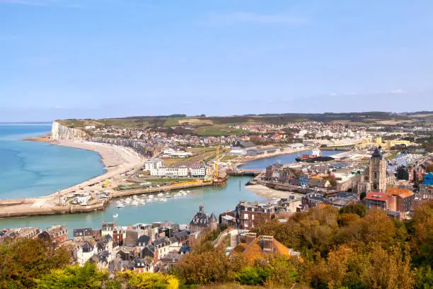 Aerial view of Le Tréport (Seine-Maritime) and Mers-les-Bains (Somme).