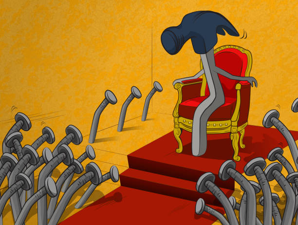 Dictator All the nails bend in front of the king hammer. (Used clipping mask) Domination stock illustrations