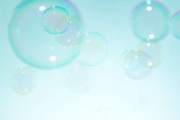 Beautiful abstract, Fresh shiny green soap bubbles natural background.