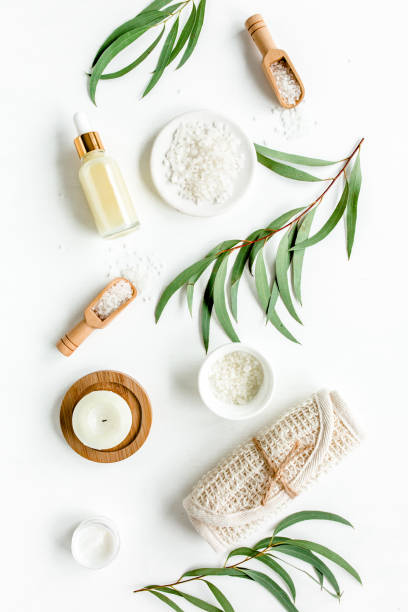 istock Spa concept with eucalyptus oil and eucalyptus leaf extract natural organic spa cosmetics products eco friendly bathroom accessories.Skincare concept 1273333268