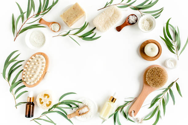 istock Spa concept with eucalyptus oil and eucalyptus leaf extract natural organic spa cosmetics products eco friendly bathroom accessories.Skincare concept 1273333564