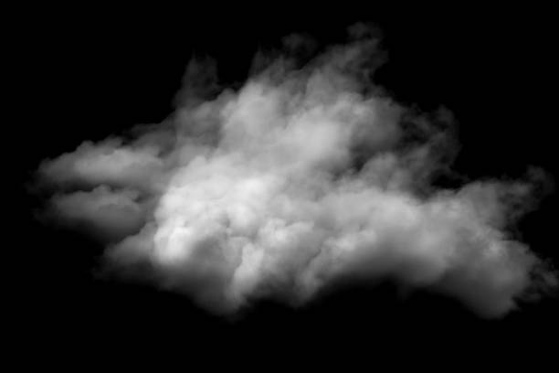 fumo bianco su sfondo nero - cloud foto e immagini stock