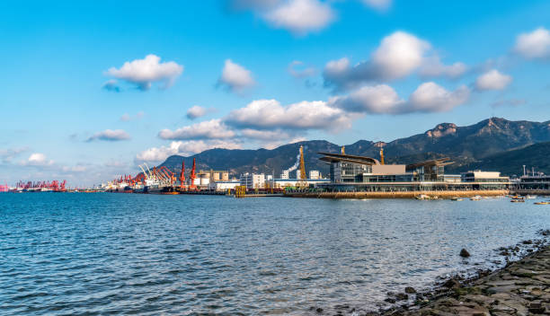 istock Logistics tower crane of Lianyungang container terminal 1273336577
