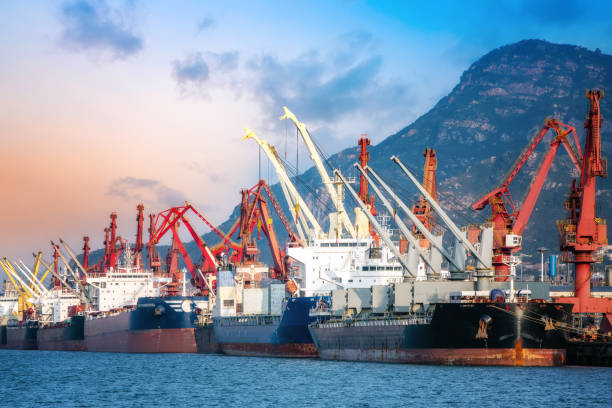 istock Logistics tower crane of Lianyungang container terminal 1273336665