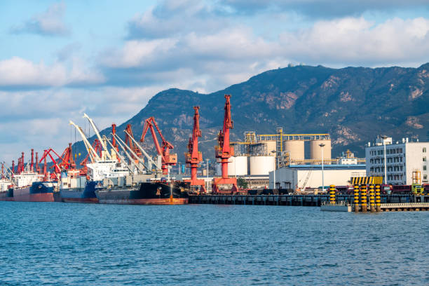 istock Logistics tower crane of Lianyungang container terminal 1273336687